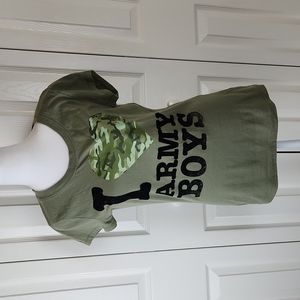 I Love Army Boys flockedcamo and army green t-shirt L